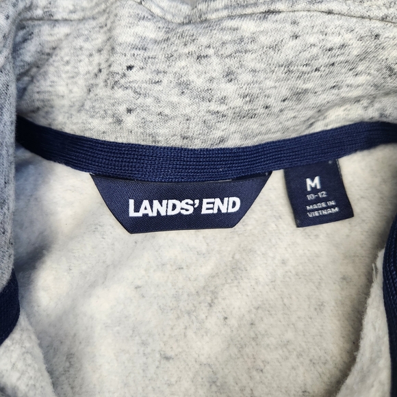 Lands' End Gray and Navy Quarter Zip Pullover with Yellow Detail - Picture 3 of 5